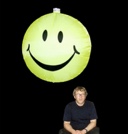 Hanging Smiley Disc-Shaped Inflatable 122cm x 122cm/4ft x 4ft Image Both sides.