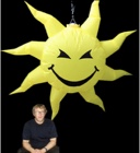 Hanging Disc-Based Smiley Spikey Sun Inflatable 244cm x 244cm/8ft x 8ft 